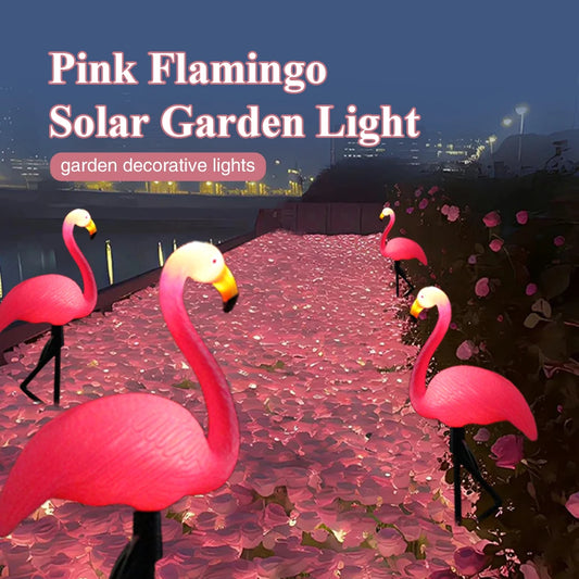 Solar Flamingo Light Outdoor Courtyard Decoration Garden Decor Stake Lights Waterproof LED Patio Walkway Light Lawn Lamp