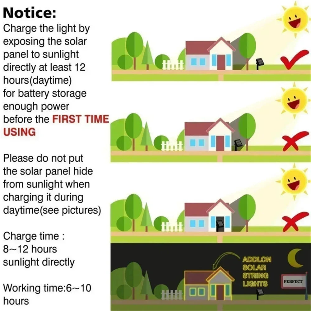 Solar String Light Outdoor Small Ball Lights with 8 Modes Waterproof Solar Powered Patio Light for Garden Christmas Halloween
