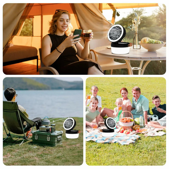 Solar Camping Fan Rechargeable Camping Light, Folding Portable Solar Outdoor Lights with USB Output for Camping Tent, Mountain,