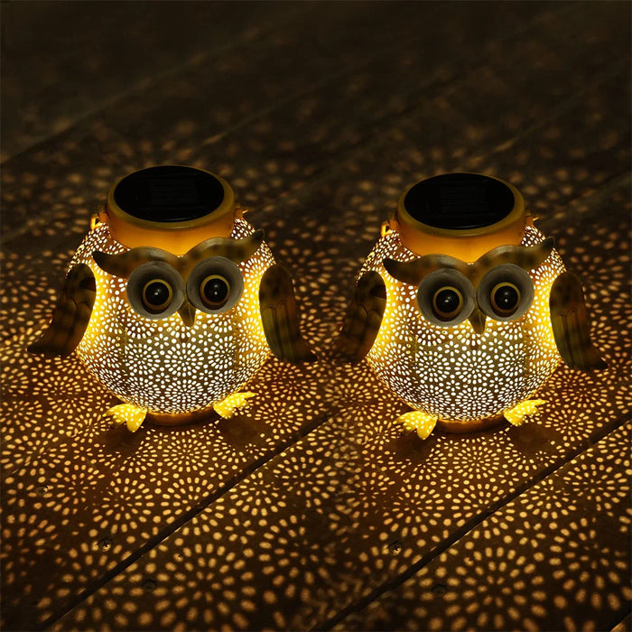 Hanging Solar Lantern Garden Light Waterproof Metal Decorative Solar Light Outdoor for Patio Yard Table Pathway Owl Pattern