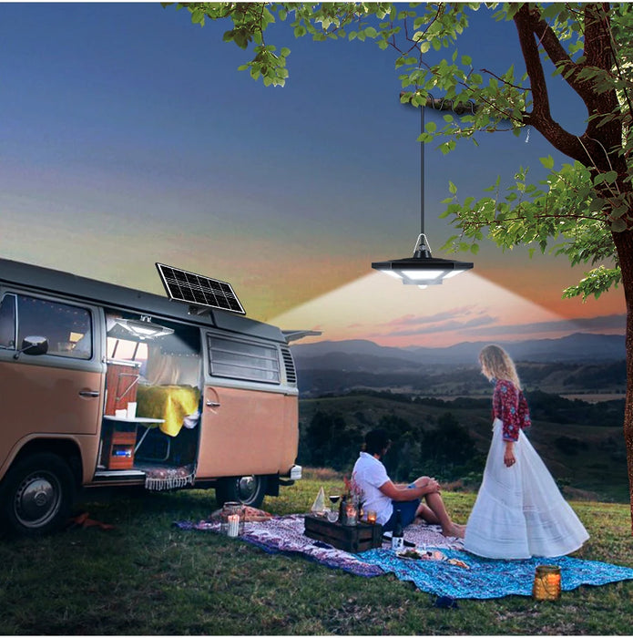 Solar Powered Shed Pendant Lamp Outdoor 5 Mode Lighting with Daytime Available Sensor Indoor Home Garage Light