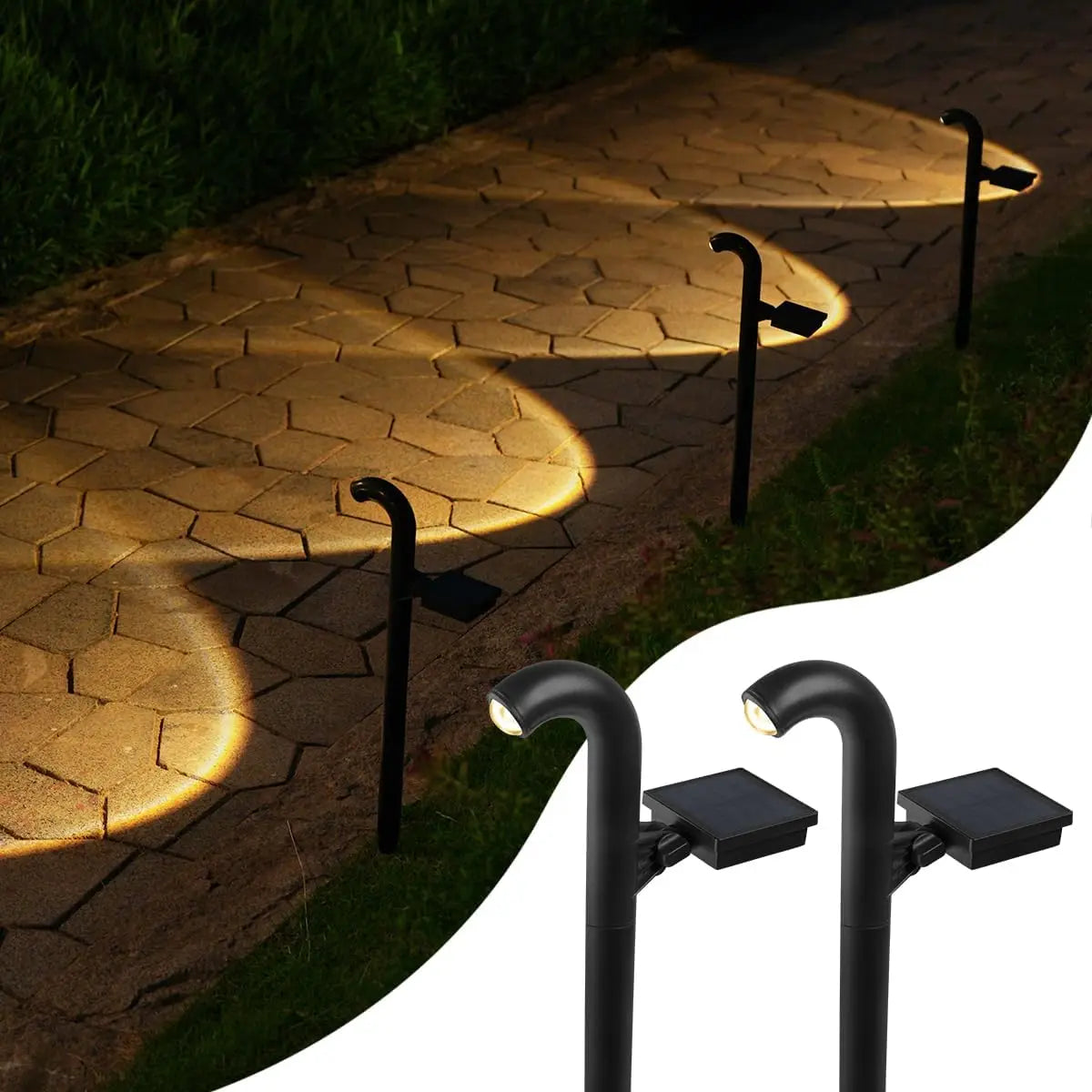 Solar Pathway Lights Outdoor Garden Lamp Waterproof 1 High Brightness LED Lens for Outside Path Yard Walkway Driveway Landscape