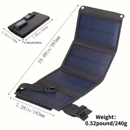 20W Foldable Solar Panel 5V USB Portable Battery Charger for Cell Phone Outdoor Waterproof Power Bank for Camping Accessories