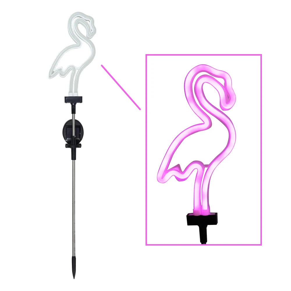 Neon Solar Garden Light Waterproof Landscape Courtyard Lamp Christmas Tree Flamingo Neon Lights Christmas Party Decor Supplies