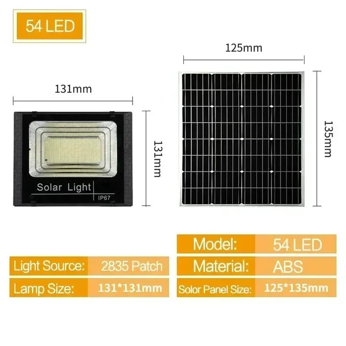 Solar Flood Lights with Remote Control, IP67 Waterproof Adjustable Spotlight for Villa & Street Lighting
