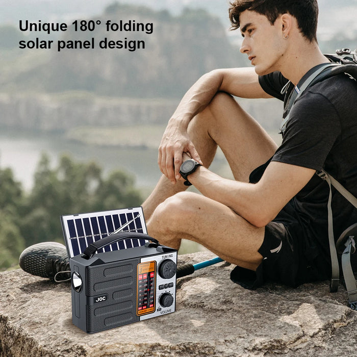 Solar Radio Portable AM FM SW Radio with Flashlight & BT Speaker Full Band Radio Emergency Radio for Outdoor Camping Emergency