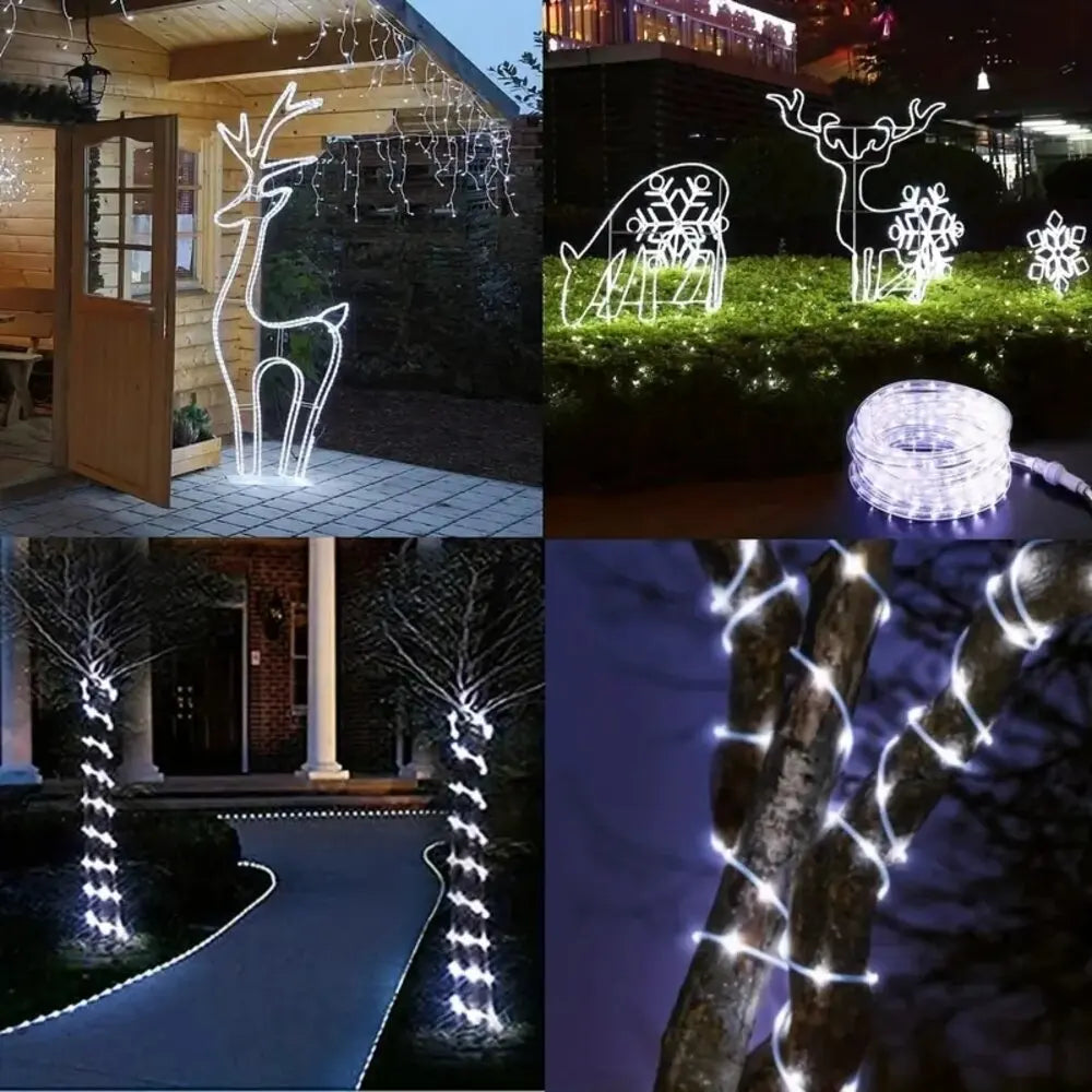 Outdoor Solar Tube Rope Led Light Christmas Garden Decoration Fairy String Lights 22M/12M/7M Wedding Party Led Garland Lamp
