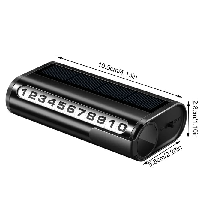 Solar Charging Car Parking Number Plate Luminous Auto Parking Card Temporary Stop Phone Number Card for Car Decoration Accessory
