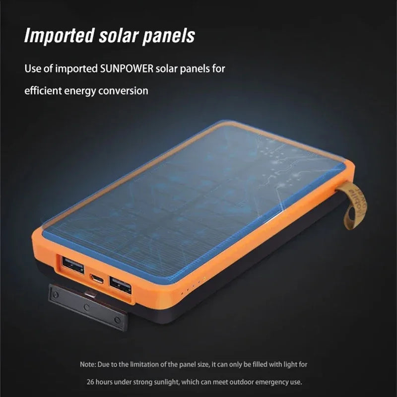 100000mAh Solar Power bank Portable Folding Solar Panels USB Fast charging Outdoor Camping Waterproof Sun Power For iPhone ﻿