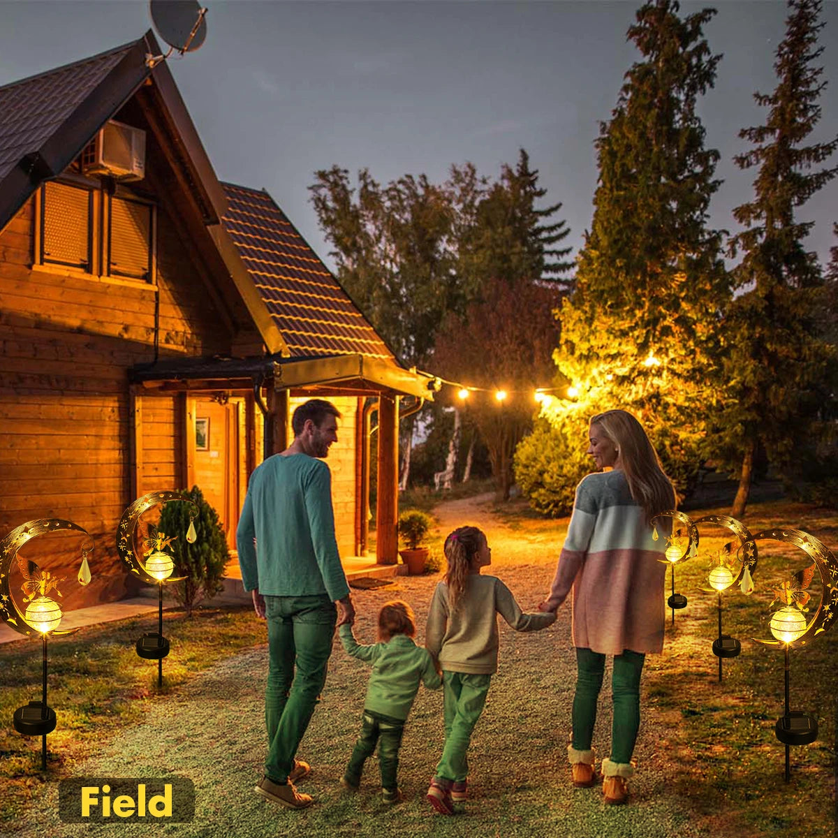 Solar Decroation Light Moon Fairy Lamp Outdoor Garden Crackle Glass Globe with Angel Pathway Stake Light Solar Grdound Light