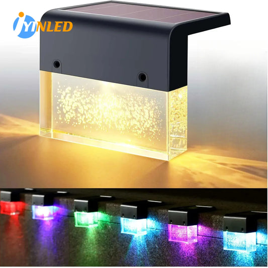 1pc Solar Fence Lights Outdoor Waterproof Color Glow And Warm White Acrylic Led Powered Deck Post Cap Patio Yard Decorative Lamp