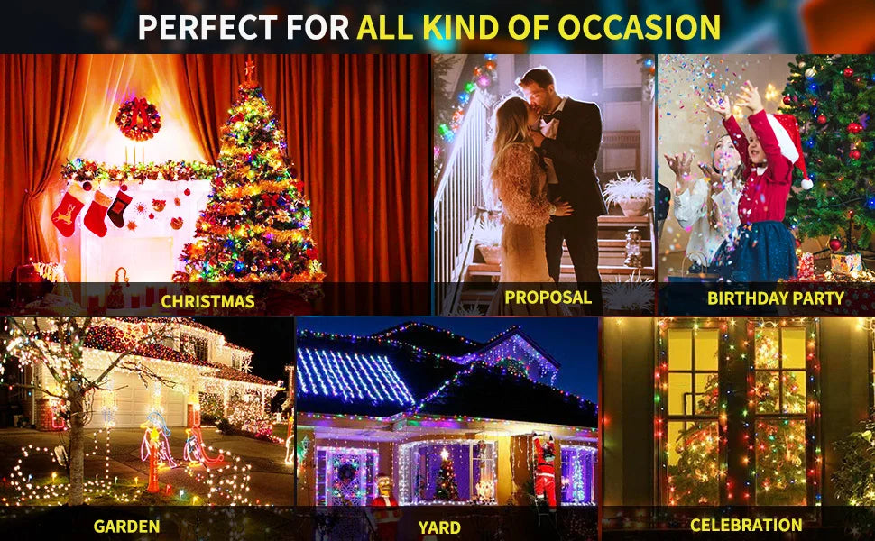 Solar Powered LED String Lights Outdoor Waterproof Fairy Lights String Solar Garland for Patio Wedding Christmas Garden Light