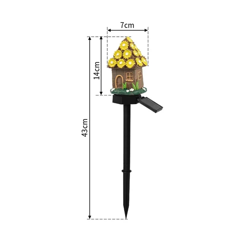 Solar Lawn Light Resin Craft Miniature Fairy Mushroom House Solar Powered Garden Yard Outdoor Decor Lamps Christmas Lamp