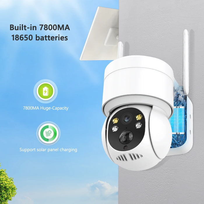 Solar Camera Wifi Outdoor 1080P PIR Human Detection Wireless Surveillance IP Cameras With Solar Panel 7800mAh Recharge Battery