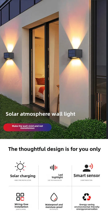 Solar Powered Outdoor Wall Light, Decorative Garden Fence Lamp for Landscaping, Waterproof Patio Wall Washer Light