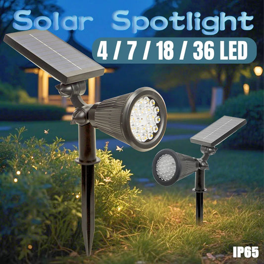 1pc 4/7/18/36LED Solar Spotlights Outdoor IP65 Waterproof Brightness Adjustable Spot Light  for Garden Backyard Driveway Patio
