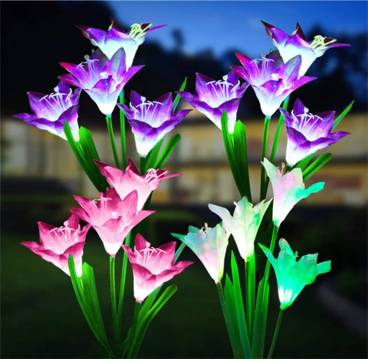 Outdoor Solar Lights Solar Garden Lawn Lights Bigger Lily Flowers landscape lighting for Outdoor Patio Yard Garden Decoration