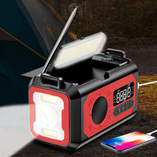 12000mAh AM/FM/NOAA Weather Radio with 2 Solar Panels Solar Hand Crank Portable Emergency Radio Reading Lamp for Outdoor Camping