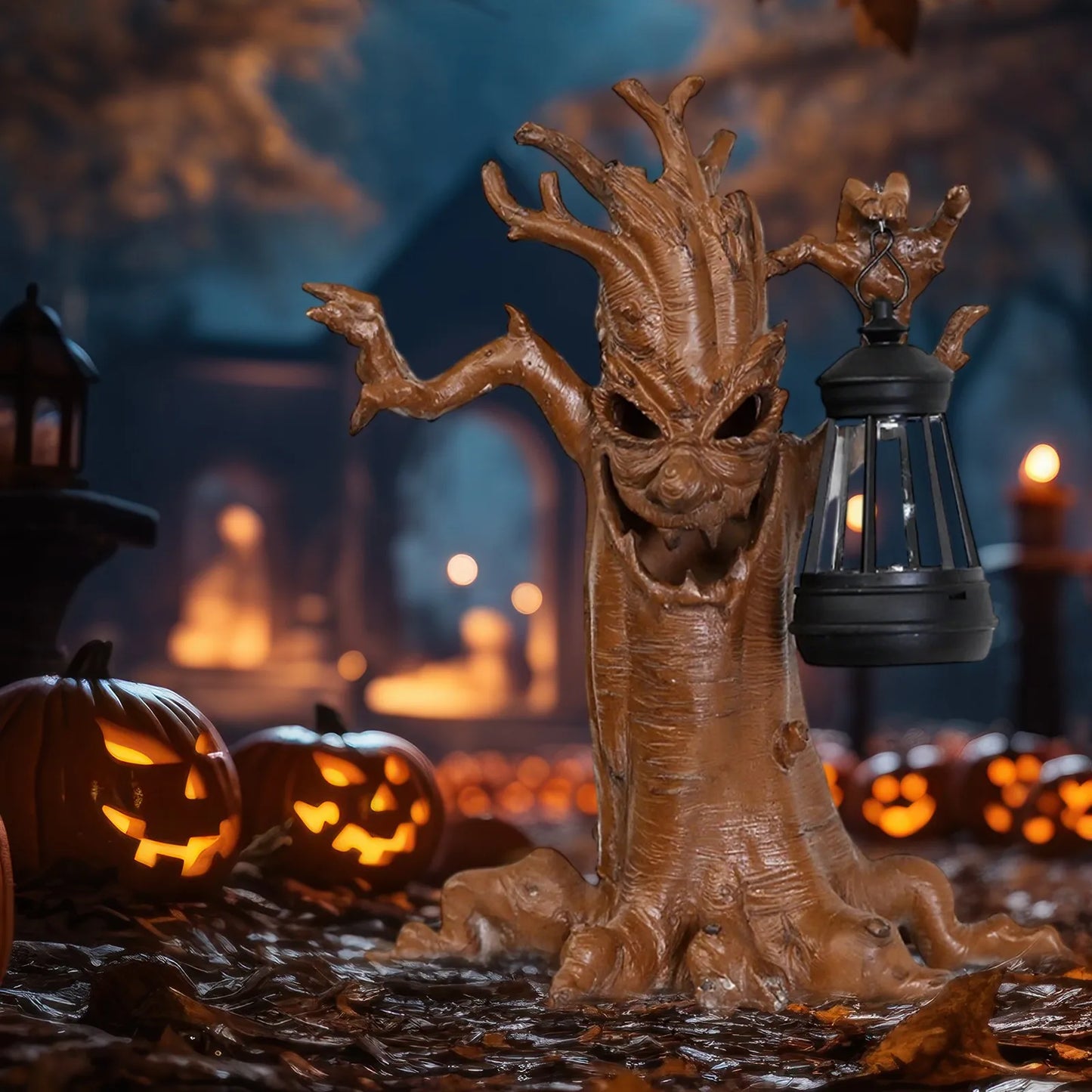 Halloween Tree Ornament Solar Handheld Light Festival Horror Atmosphere Scene Decoration Tree Ornament
