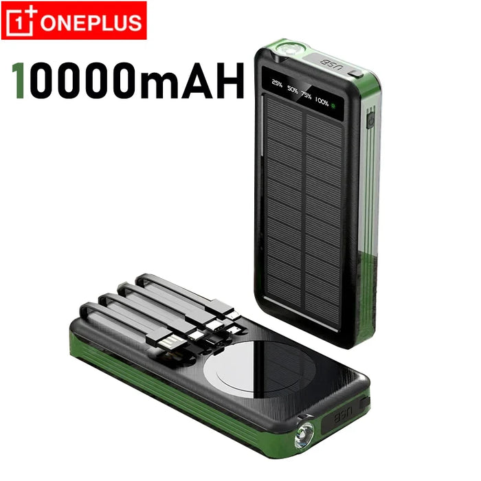 OnePlus Solar Power Bank Waterproof Outdoor Camping Portable Folding Solar Panels USB Output Sun Power For iPhone Real Capacity