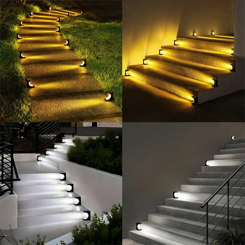 1/4PCS LED Step Lamp Solar Stair Light Outdoor IP65 Waterproof Solar Light for Garden Deck Path Balcony Decor Lighting