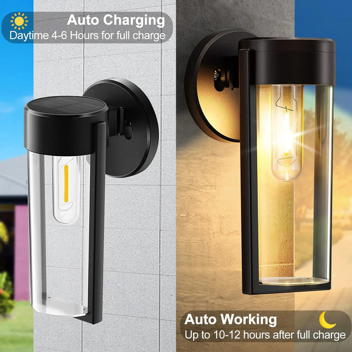 LED Solar Wall Mount Light Outdoor Solar Powered Auto On/Off Waterproof Garden Decoration Yard Post Porch Fence Lawn Lights