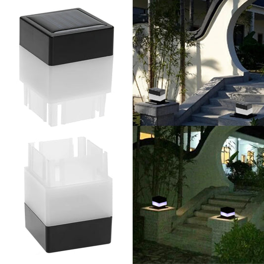 LED Solar Column Head Light Solar Powered Pillar Lamp Outdoor Fence Gate Post Lamp for Courtyard Landscape Garden Decor