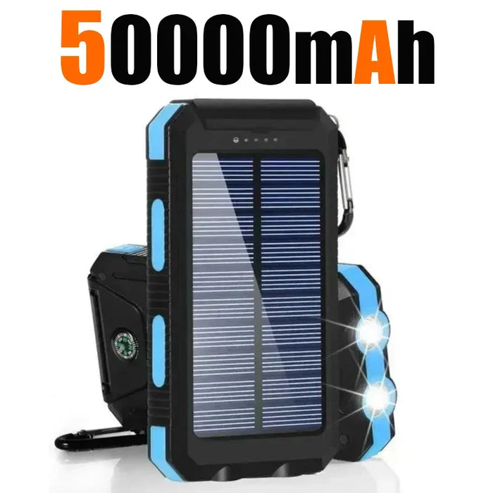 NEW 200000mAh Solar Power Bank Portable Charging Poverbank External Battery Charger Strong Light LDE Light for All Smartphones