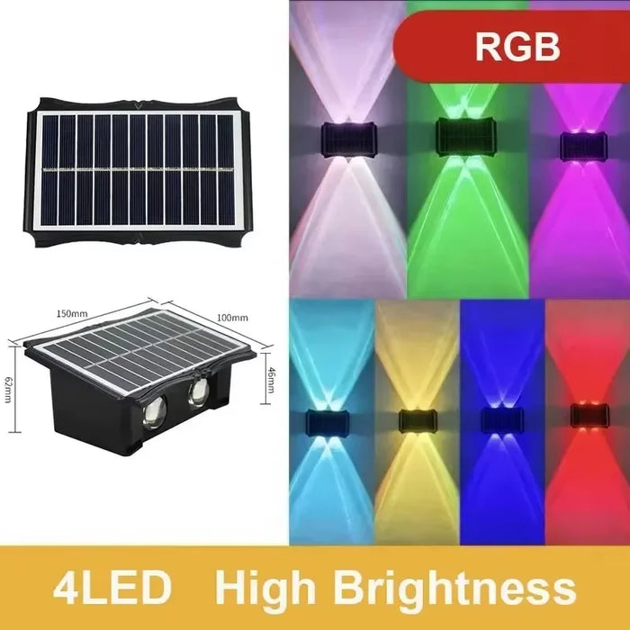 Solar Wall Lamp Outdoor LED Solar Light Waterproof 4/6/8LED Solar Powered Garden Decoration Lights for Balcony Porch Fence