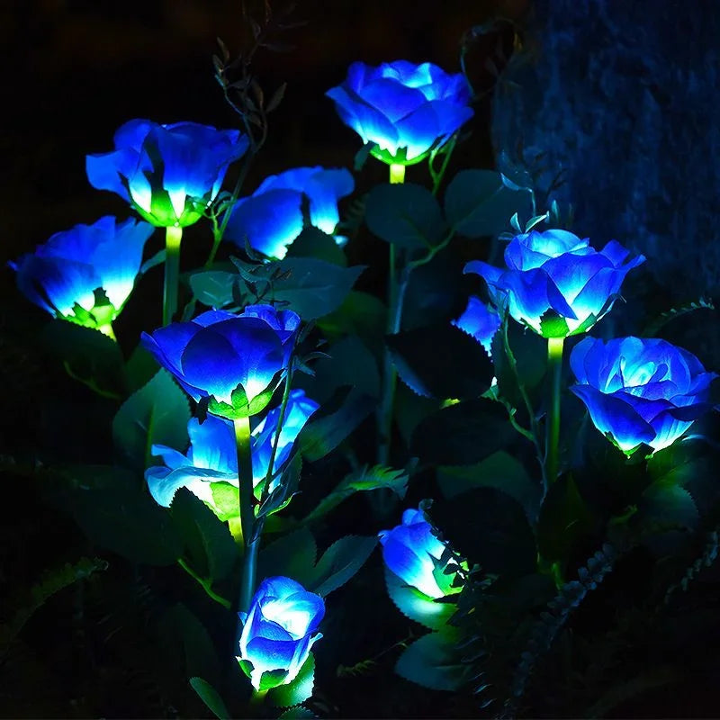 LED Outside Light for Patio Yard Decor Solar Powered Lights Outdoor Solar Garden Lights Solar Flowers Rose Light Waterproof