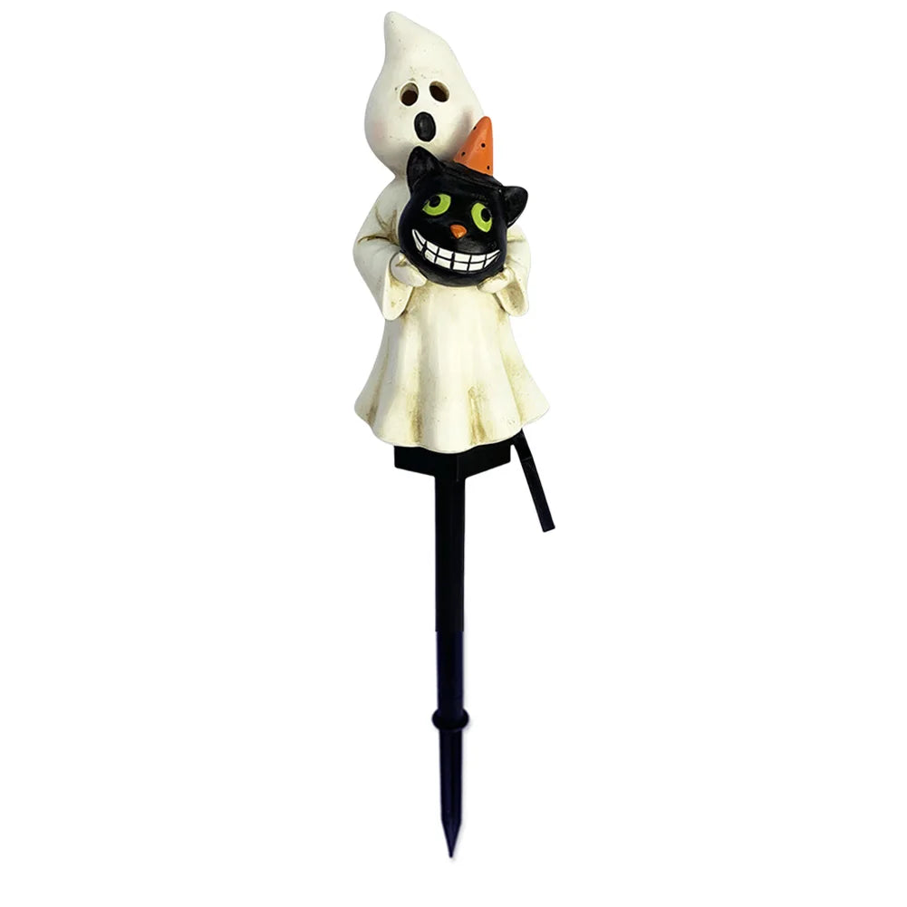 Halloween Solar Ghosts Pathway LED Light Anto On & Off Ghosts Lamp White Ghost Figurine Decoration for Haunted House Decor 2024
