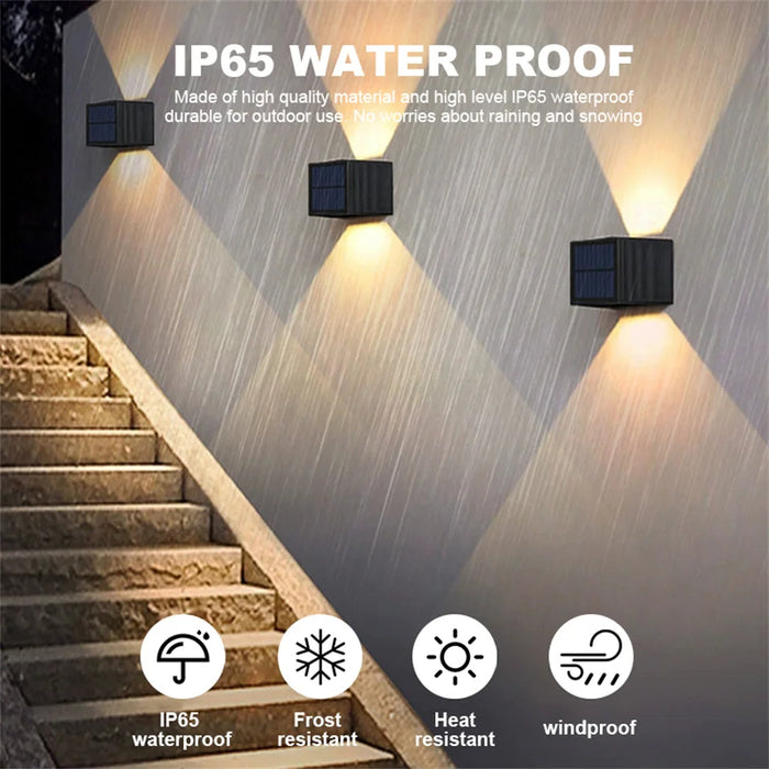 Solar Wall Lamp Outdoor Waterproof Solar Powered Light UP and Down Illuminate Home Garden Yard Decoration Outside Sunlights