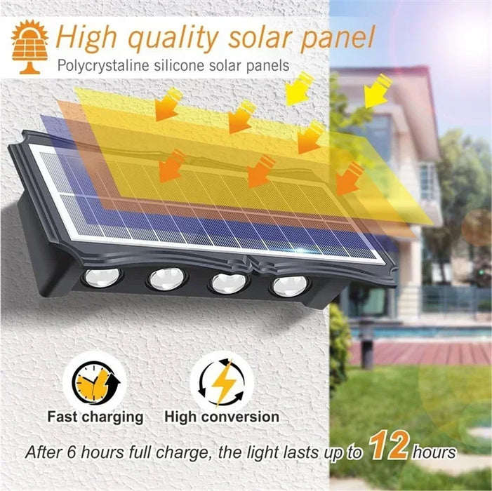 Solar Wall Lamp Outdoor LED Solar Light Waterproof 4/6/8LED Solar Powered Garden Decoration Lights for Balcony Porch Fence