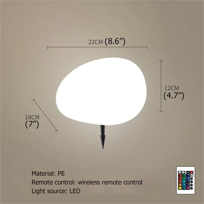 Solar Garden Lights Led Modern Creative White Stones Shape Waterproof IP65 with Remote Control Decor Home Courtyard Lawn Lamp