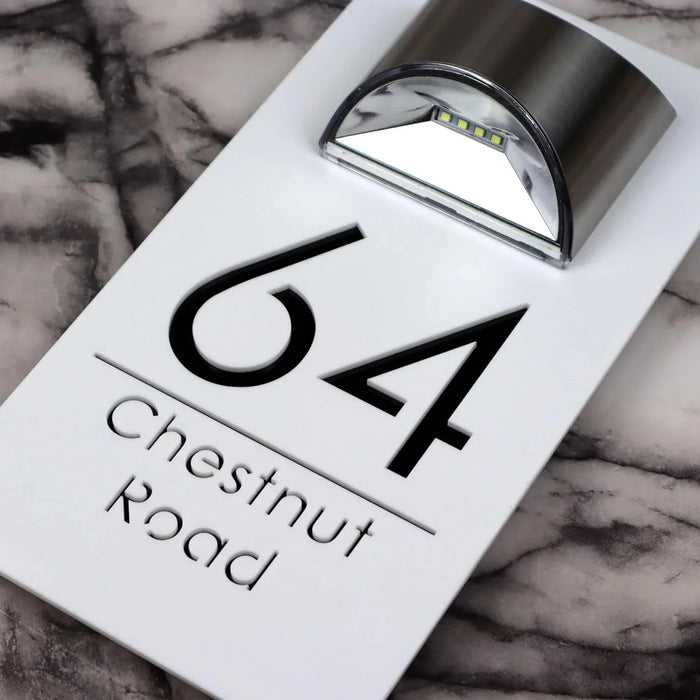 Customize Rectangle House Sign Solar LED Light Modern Residential Address Plaque Outdoor House Number Street Name Door Plates