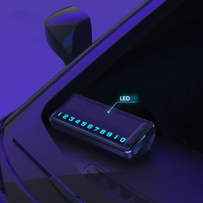 Solar Car Phone Number Plate Led Lighting Temporary Parking Card Hidden Plates Car Park Stop Multiple Number Parking Gadgets