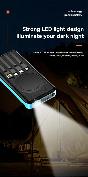 OnePlus Solar Power Bank Waterproof Outdoor Camping Portable Folding Solar Panels USB Output Sun Power For iPhone Real Capacity