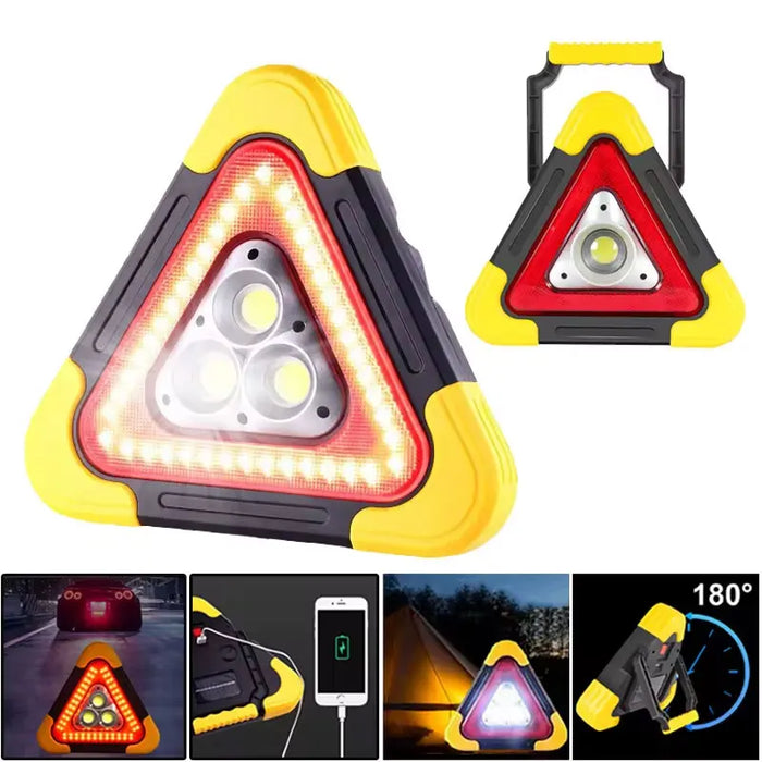 3 in 1 Solar Car Emergency Triangular Warning Light Safety Emergency Breakdown Alarm Lamp Portable Solar Light Camping Working