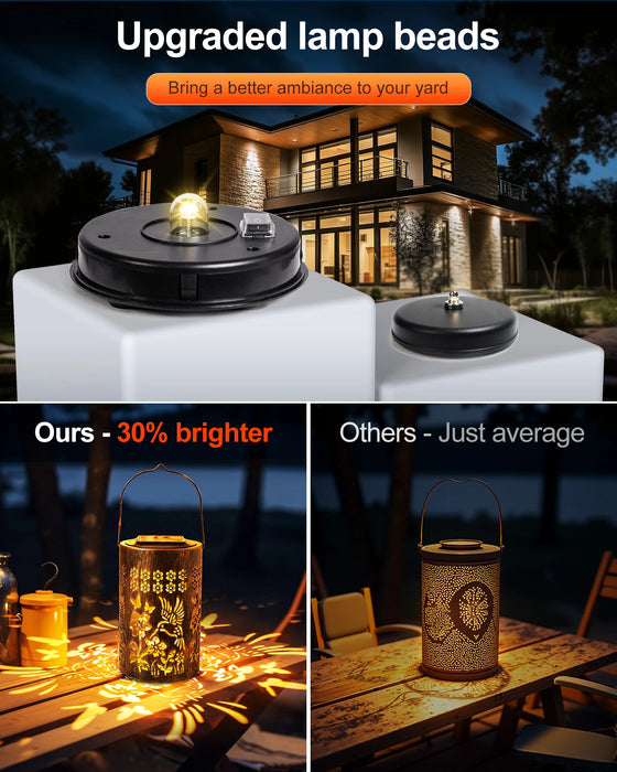 Hanging Outdoor Solar Powered Lantern LED Lights, IP67 Waterproof, Upgraded Lamp Beads, Auto On/Off, Durable for Patio, Yard