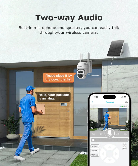 Solar Camera Security Cameras Wireless WIFI / 4G Solar Outdoor Camera 8MP 4K 12X Zoom SIM Human Detection Security Kamera