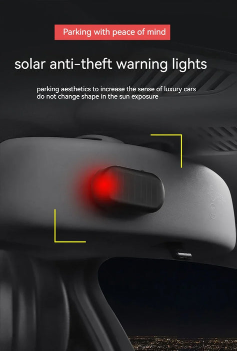 Solar Powered Car Security Light with Flashing LED Lamp Simulated Dummy Alarm for Vehicle Anti-Theft Protection Car Accessories