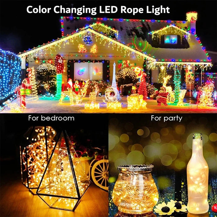 Christmas Decoration 300LED Solar String Lights Outdoor Waterproof Copper Wire Fairy Lights 8 Modes Suitable for Wedding Party