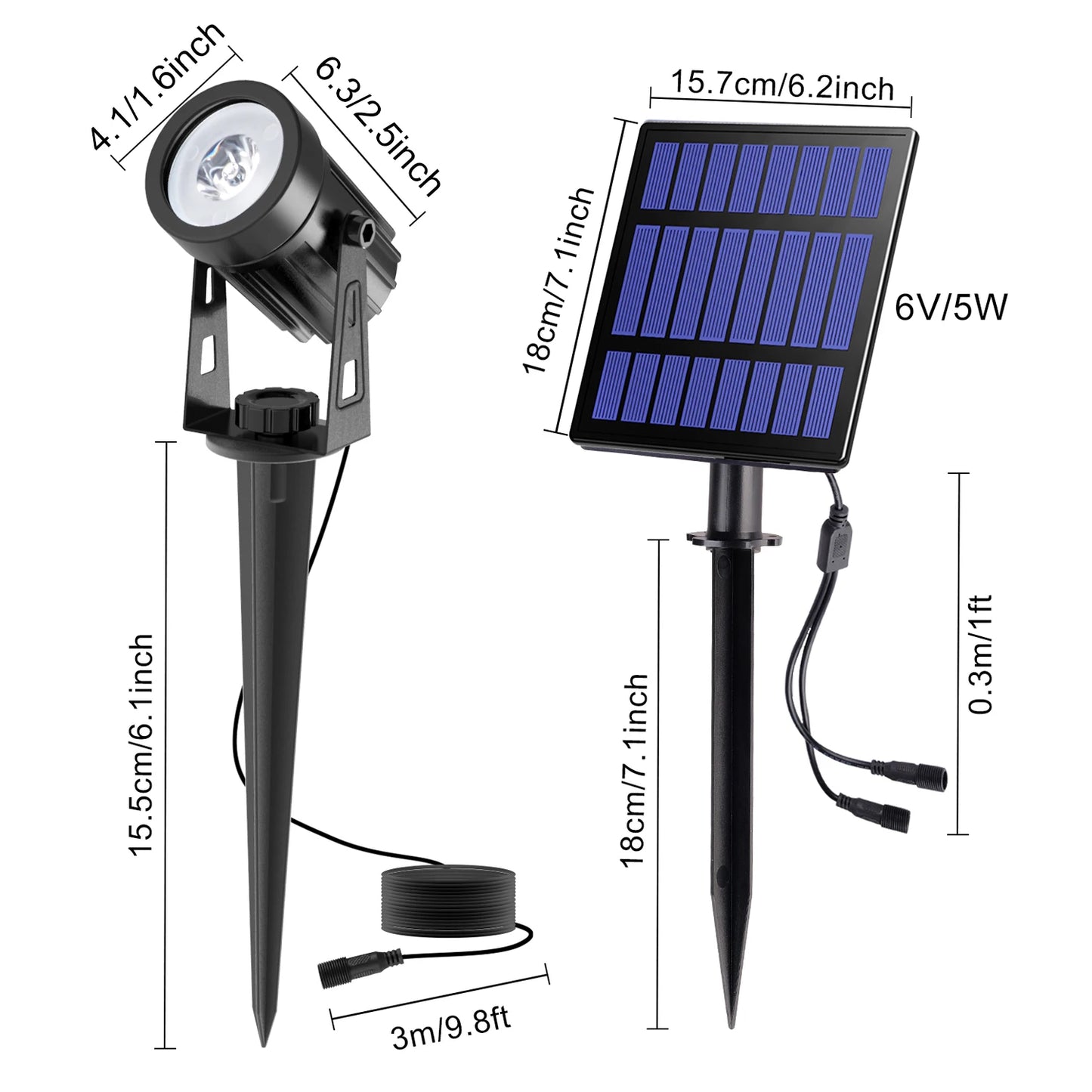3000K/6000K Solar LED Light Outdoor Solar Spotlight Solar Garden Light Outdoor IP65 Waterproof Solar Power Light Wall Light