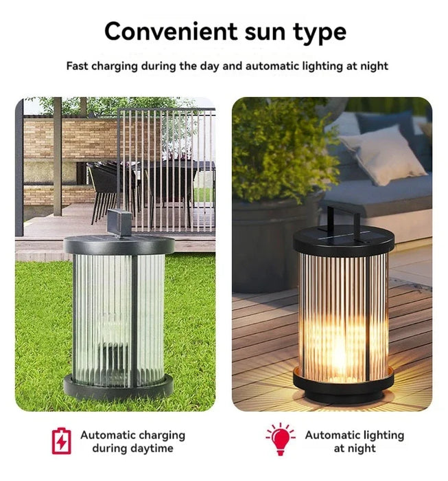 Modern Designer Solar Lamps Outdoor Waterproof Garden Glass Lanterns Street Villa Courtyard Lawn Balcony Decoration Floor Lights