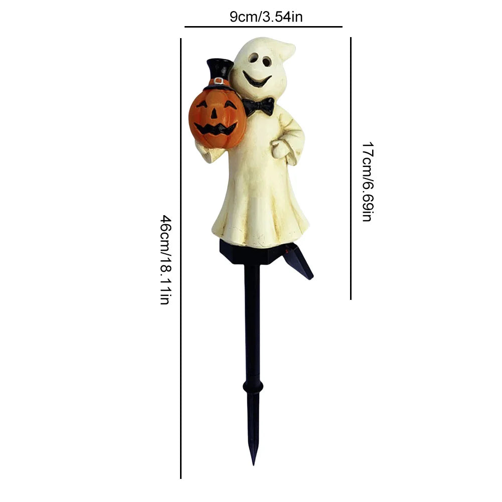 Outdoor Halloween Ghosts Pathway Light Waterproof Solar Pumpkin Stake Light for Christmas Halloween Party Decoration Night Light
