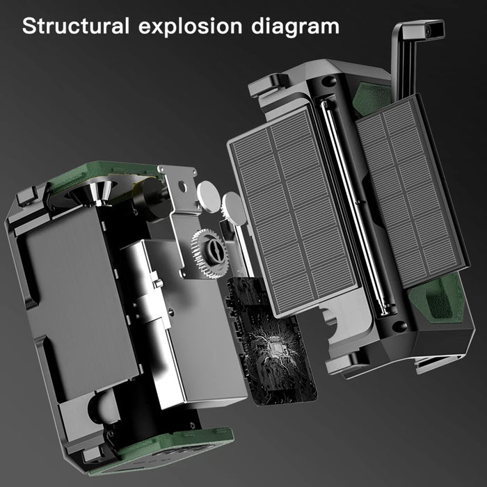 Solar Hand Crank 12000mAh Multifunction Emergency Weather Radio Reading Lamp Power Bank SOS Alarm Radio Receiver