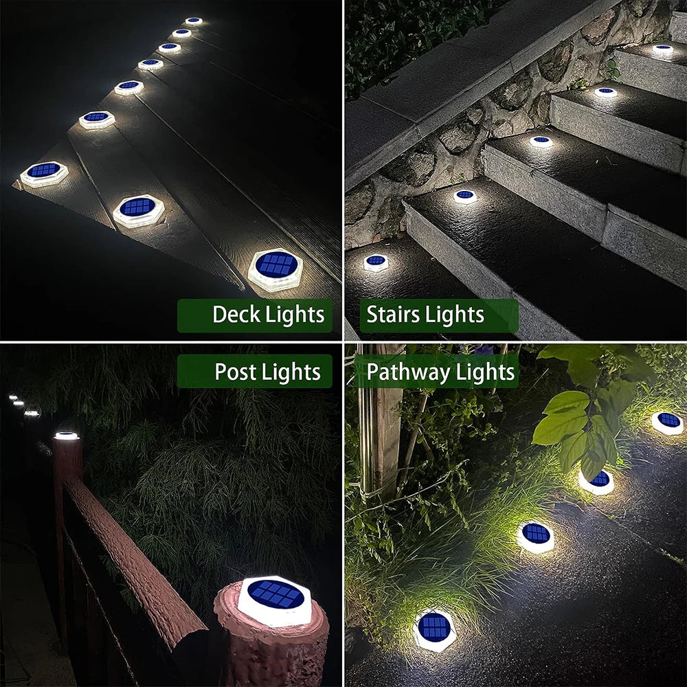 Solar Deck Lights Auto On/Off Dock Post Lights Driveway Fence Stairs Yard Patio Pathway Porch - Solar Powered Step Lights Blue