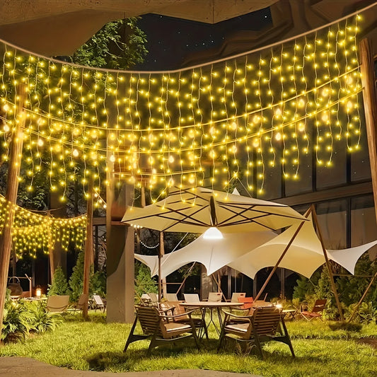 Solar Christmas String Light Outdoor Waterproof Garden Decor 96 Leds Curtain Lamp for Windows Stairs Wedding Home Fairy Light