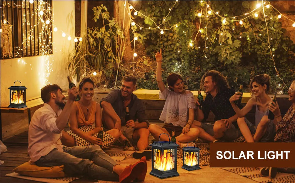Solar Lanterns Outdoor Waterproof Flickering Flame Solar Lantern LED Hanging Lanterns Decorative Outdoor Solar Lights for Garden