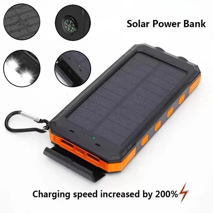 Hot Solar Power Bank 200000mAh Large Capacity Portable Charger External Battery for Samsun Xiaomi Huawei Powerbank W/ Compass
